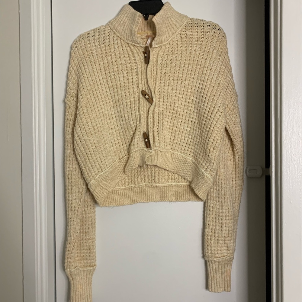 Free People Micah Cardi cream sweater bar button cardigan women’s size XS